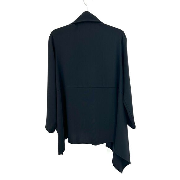 BLANQUE Womens Black Asymmetrical Open Cardigan Sweater Lagenlook Medium / Large - Picture 2 of 6